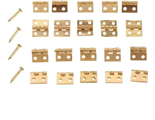 20 Stück Messing Mini Schrankscharniere Möbelbeschläge Dekorativer Schmuck Holz Box Schranktürscharniere Möbelbeschläge 10 x 8 mm
