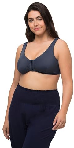 Ulla Popken Damen Bustier, Vorderverschluss, Cup C/D - E/F, Schwarz, 100F EU
