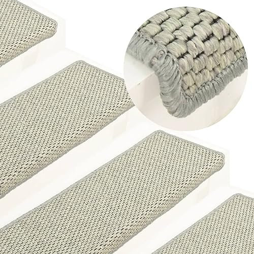 Homgoday Küchenteppich, Läufer für Flur, Treppen, selbstklebend, Sisal-Optik, 15 Stück, 65 x 21 x 4 cm, Grau, Küchenteppich für Läufer, Flur, Wohnzimmer, Teppiche für Schlafzimmer, L