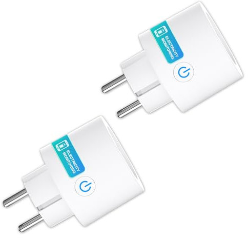 ANTELA Presa Intelligente Alexa, Presa WiFi Type F con Monitoraggio Energetico, Smart Plug 16A, Controllo Vocale, Compatibile con Alexa e Google Home, Controllo Remoto Tramite APP, 2Pz