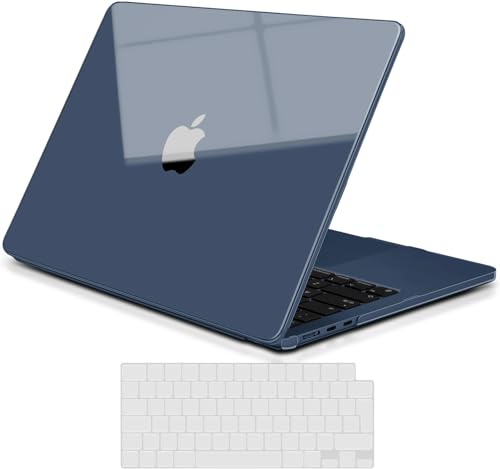 TECOOL Hülle Schutzhülle für MacBook Air 13.6 Zoll M3 M2 2024 A3113 2022 A2681, [Extrem Dünn u. Leicht] Hartschale Case u. EU TPU Tastaturschutz, Glänzend Mitternacht Blau | A3449/A3240/A3113/A2681 2022-2026, Ultradünne Schutzhülle, Snap-on, Ohne Logoausschnitt, TPU EU Tastaturschutz