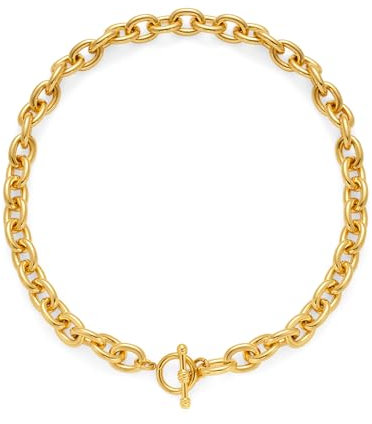 WOWORAMA Chunky Gold Necklace for Women Men Gold Link Chain Choker Necklace Unisex OT Toggle necklace Cool Thick Statement Necklaces