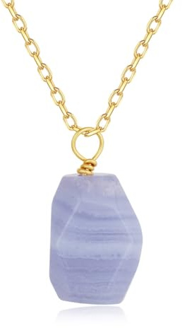 COAI Damen Kristall Anhänger Halskette aus Chalcedon mit Edelstahl vergoldeter Kette