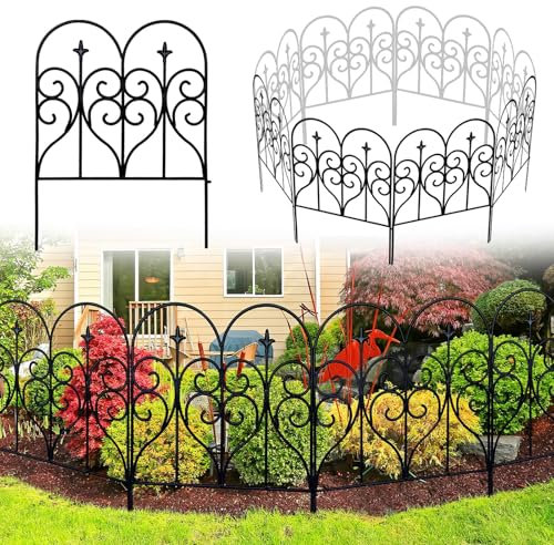 Thealyn Decorative Garden Fence 81cm (H) x 6m (L) Fence Panels Rustproof Metal Dog Fence Animal Barrier, Garden Fencing Panel Border for Yard Patio Flower Bed