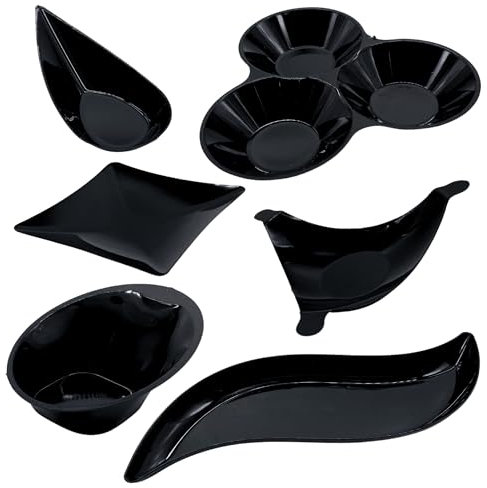 Perla, 300 Piattini per Antipasti in Plastica Riciclabile, Ciotoline Finger Food Monoporzioni, Piatti per Degustazione Riutilizzabili per Aperitivo, Feste ed Eventi (Nero)