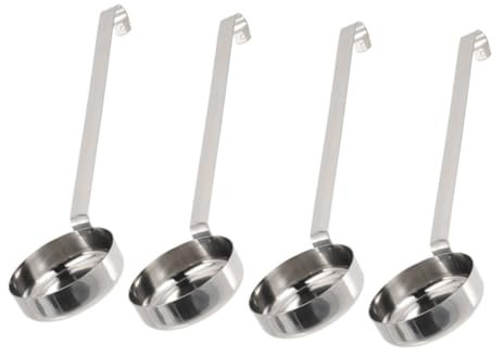 TOBBOMEY 4pcs Large Capacity Sauce Ladle Spoon Stainless Steel Jar Scoop for Pizza Sauce Soup Serving Restaurant Home Cooking