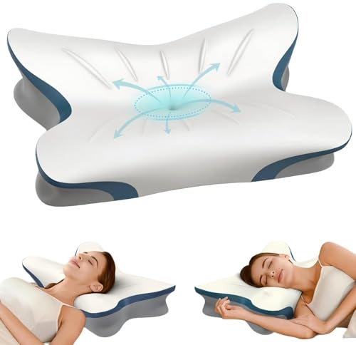 Oreiller cervical pour soulager les douleurs cervicales – Oreiller ergonomique en mousse à mémoire de forme avec taie d'oreiller rafraîchissante, oreiller orthopédique pour dormeurs sur le côté, le