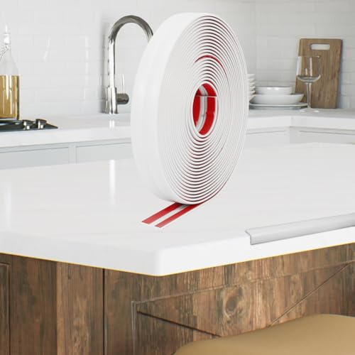JSIWOTH Peel and Stick Wall Molding Trim, Self Adhesive Corner Guard & Edge Protector Trim, White Flexible Trim for Wall Furniture Stairs Table Countertop, 12M x 20mm