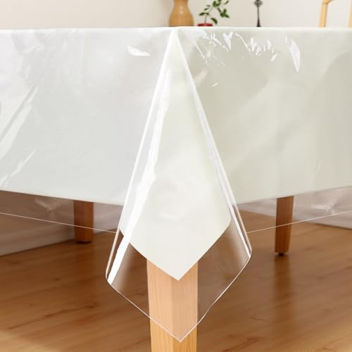 Incisite Clear PVC Table Cloth, 213 X 153 Cm, Rectangle | Waterproof Wipe Clean Plastic Table Cover, Transparent Tablecloth, Oil Proof Protector for Dining Tables Kitchen Picnic