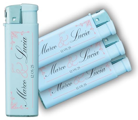 D&Vlab Kit Set 50 100 Accendini Personalizzabili, Accendino Ricaricabile Personalizzato con Nome Foto Data Sposi, Idea Regalo Bomboneria Invitati Per Promessa Matrimonio Bomboneria (100)
