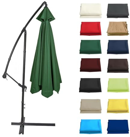Gartenschirm Stoff Ersetzen Für Ampelschirm 200cm 230cm 250cm 270cm 280cm 300cm 350cm Sonnenschirm Ersatzbezug Bespannung Uv-Schutz Ersatzstoff(Dark green,280CM/6 RIBS)