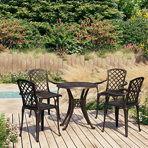 WKIEQACO 5-teiliges Bistro-Set Aluguss Bronze Outdoor Sets