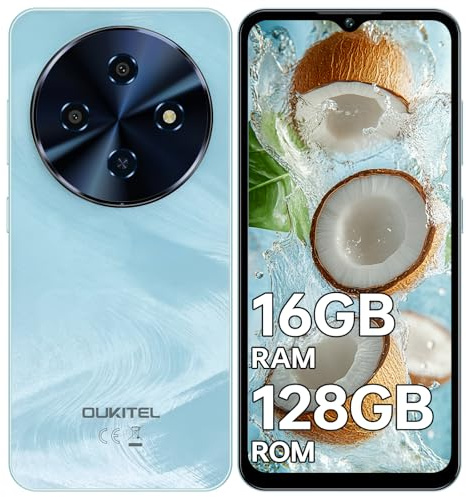 OUKITEL C5 Smartphone Ohne Vertrag, 16GB RAM+128GB ROM/1TB Handy Ohne Vertrag, 6.52 Bildschirm Android Smartphone Günstig, 5000mAh Simlockfreie Handys, 13MP Kamera, Dual 4G SIM/Face ID/OTG/3.5mm Jack