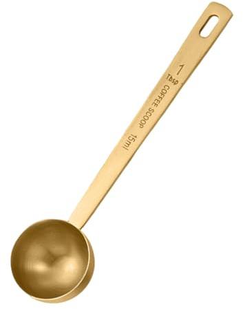 Gold Finished Stainless Steel Measuring Spoon - 15ml Tablespoon Scoop for Precision Measuring of Coffee, Collagen Powder, Tea, Sugar,Flour and Kitchen Use with Long Handle