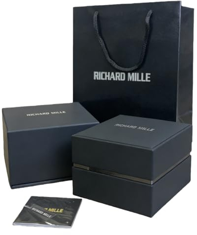 ROUREOX Svart Lack Trä Klocklåda Enkel Slot Tidmätare Organisatör Gåvoset Påse Manual 14cm för Richard Mille RM 055