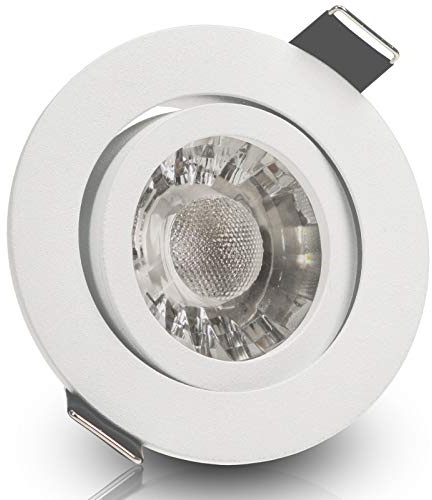 trendlights24 Bianco LED Einbaustrahler 230V Weiß matt rund 5er Set - Spots 6W 560 lm 38-45° GU10 Kaltweiß - Decken Einbauleuchte 68 mm Lochmaß