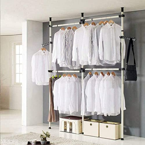 Souulong Appendiabiti Telescopico da Parete, Acciaio Inox, 3 Aste, Mobile Organizer Fai da Te