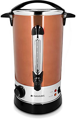 Navaris Distributeur de Boisson Chaude - Marmite à Vin Chaud en Inox - Appareil Chauffe Eau Thé Café Soupe - Maintien de la Chaleur - 10 L