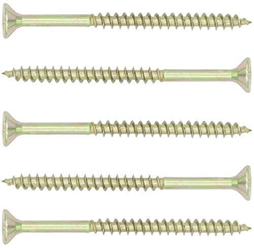 Spanplattenschrauben 5x60 mm - 100 Stück - TX25 (I-Stern) - Senkkopf/Teilgewinde/Fräsrippen - gelb verzinkt - SC200 | SC-Normteile