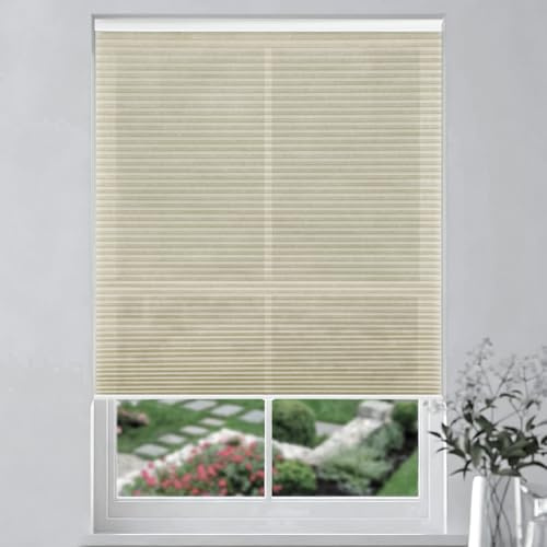 Changshade Cordless Cellular Shades for Windows,Light Filtering Honeycomb Blinds with Thermal Insulation,Energy Saving Design,Child Safe,Privacy Light Control,Easy to Install,（20 W x 48 H,Beige）