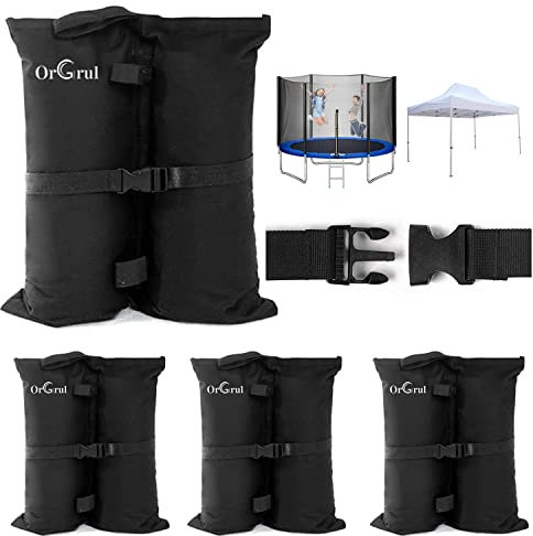 Orgrul 4 Pack Gazebo Weights Bags, Gazebo Weight 1680D Heavy Duty Sand Bags with Buckle, Weight Bags Tent for Pop up Canopy Tent Sun Shades, Sun Umbrella, Trampolines Weight Feet Bag