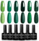 INPING Gel Nail Polishes, 6 Colors Dark Green Gel Polish Set, Matcha Green Sparkly Glitter Gel Polish Misty Forest Green Collection Required Soak Off UV LED DIY Nail Art Varnish, 8 ML