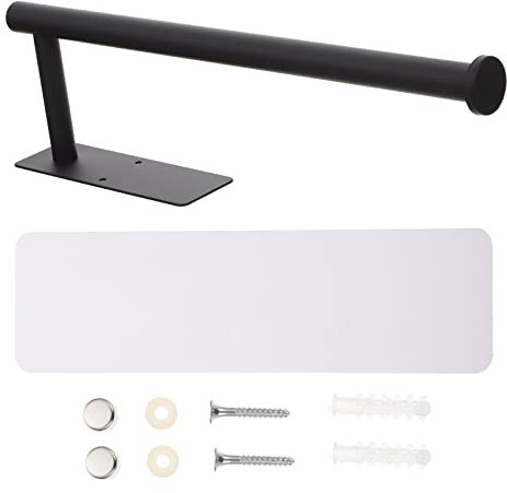 Cabilock Kitchen Storage Rack Wall Mounted Non-punch Black for Cling Film and Towel for Bathroom Kitchen Home Sundries Organization