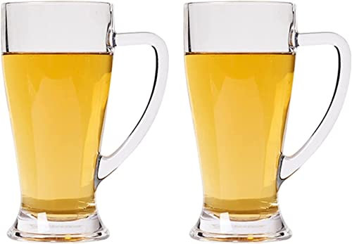 Stor Ölkrus Med Handtag - Hållbart Glas 700 ml - Klassiskt Familjebar Dricksglas för Öl och Mjölk