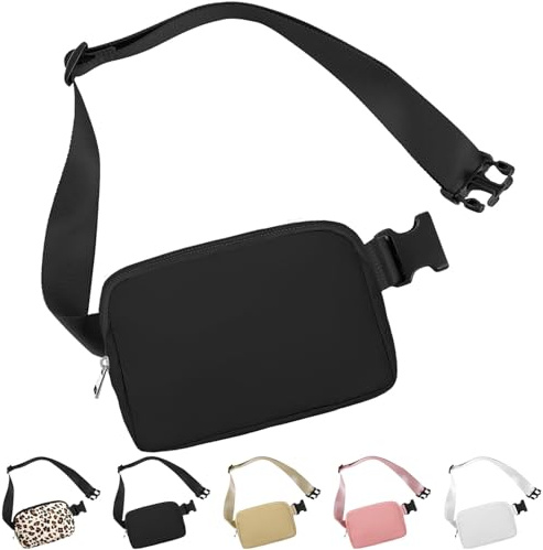 Favuit Bauchtasche Damen Herren, Mode Gürteltasche mit Verstellbarem Gurt, Crossbody Bag Hüfttasche aus Nylon, Kleine Lauftasche für Sport, Laufen, Reisen, Wandern, Radfahren, Alltag (Schwarz)