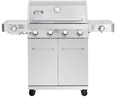 Monument Grills 4+2 Burner 72,000 BTUs Propane Gas Grill 700 sq.in. Stainless Steel Grill Built-In Thermometer, with two Side Burners