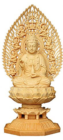 Desconocido Madera de boj Natural Tallada a Mano Avalokitesvara Ksitigarbha Mahasthamaprapta Boddhisattva Shakyamuni Amitabha Estatua de Buda (Sit Avalokitesvara Boddhisattva 3#)