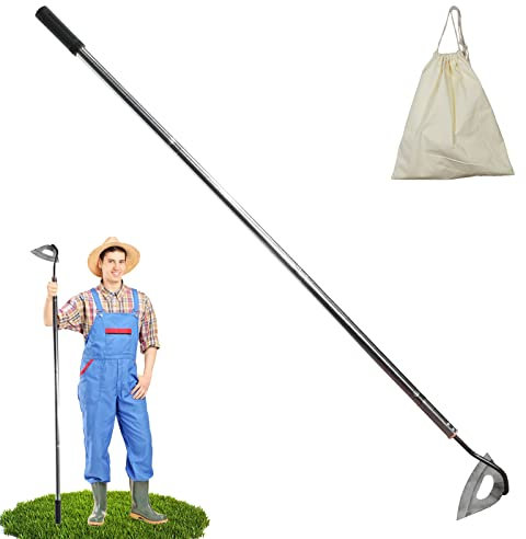 Hoe Garden Tool,All-Steel Hardened Hollow Hoe Heavy Duty Action Hoe with 55 Inch Adjustable Handle Scuffle Garden Hula Hoe with Rake for Backyard Weeding,Farm Planting (1 Pack Long Handle Hoe)