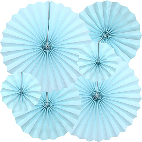 Yosawo 6 Stück Hängende Papierfächer Papier Fächer Party Dekoration（Blau） | Party Dekoration, Papier Pompoms Aufhängen Fächer Girlande für Fiesta Hochzeit Geburtstag Festival