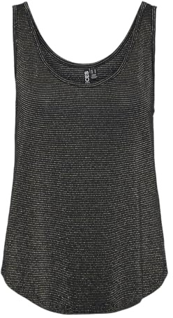 PIECES Camiseta de Tirantes para Mujer Pcbillo Lurex Noos BC, Sky Capitan/Detail:Gold Lurex, L