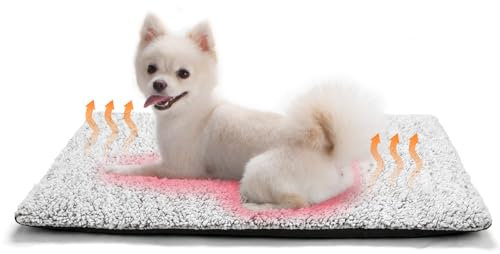 MORA PETS Self Heating Cat Bed Washable Heated Cat Blanket Washable Warming Pet Pad Electric-Free Heat Bed Puppy Cushion Thermal Dog Bed Mat Non-Slip 74 x 47cm