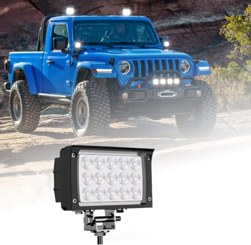 verbuma 45W 6 Pouces Phare de Travail LED Carré,Phare LED 12V (1 Pièce) | 12V Étanche IP67 Pour SUV ATV Tracteur 4x4 Camion Bateau