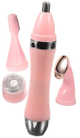 4-in-1 Elektrorasierer für Damen mit 4 Scherköpfen Rosa | Abs Gehäuse, Hornhautaufsatz Enthalten, für Gesicht und Körperhaarentfernung, Elektrisch