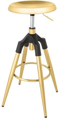 Riess Ambiente Design Barhocker Industrial Gold Metall schwarzer Sockel höhenverstellbar, edler Barstuhl für Deine Hausbar