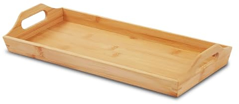 KAPALWAK Wooden Decorative Serving Tray with Handles, Wooden Platters, Wood Ware Trays for Breakfast in Bed, Lunch, Dinner Home Decor Tray, Dining Table Accessories