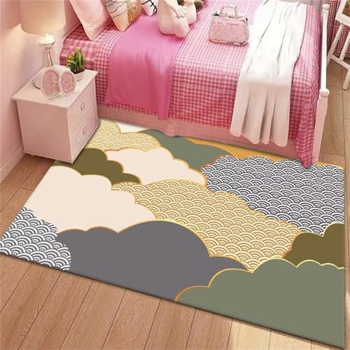 Zimmer Deko Teenager Mädchen Rutschmatte Teppich Vintage Teppich Bunte Blumendekoration Wohnzimmer großer Teppich pflegeleicht rutschfeste Unterlage Teppich