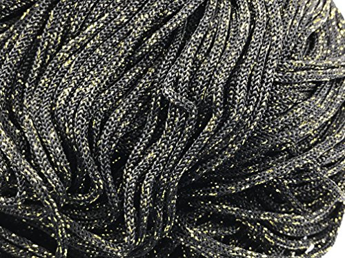 filati italiani cordini laminati Swan Glitter 500g - 450 metri per borse handmade e molto altro ancora (nero/oro, THAI GLITTER)