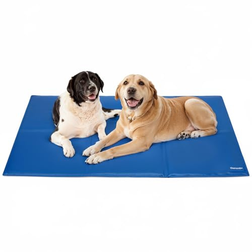 Ownpets 120x80CM große Kühlmatte für Hunde/Katzen, Kühlkissen, Kühl Hundedecke, Ungiftiges Kaltgelpad, Selbstkühlende Matte, Blau (XXL, Kein Muster)
