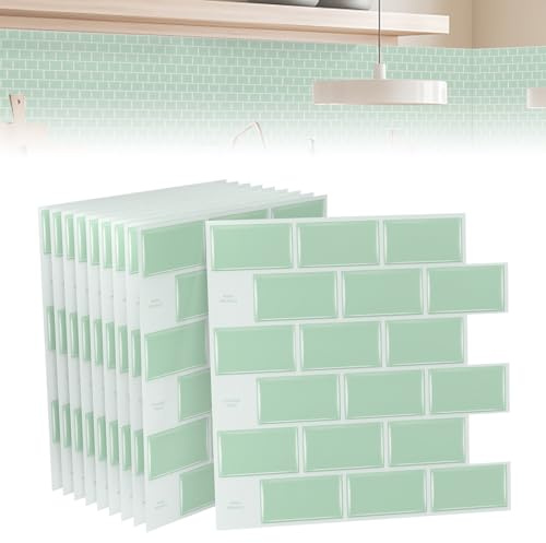 ACXIN 10 adesivi per piastrelle per cucina e bagno – piastrelle adesive in PVC 3D per la casa, sbucciare e incollare, 30 x 30 cm (piastrelle effetto pietra colorata)