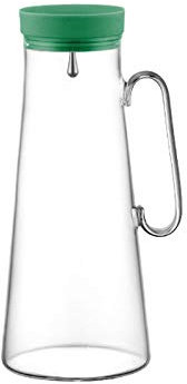 TJLVYCNB Water Pitcher Large Capacity Glass Pitcher with Silicone Lid Heat Glass Teapot Practical Lid Adjustable Size Water Carafe(Green)