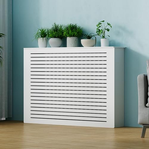 Cubierta de Radiador Blanca Moderna, Decorativas Para Calentador Water Splitter, con Estante y Panel Decorativo Elegante y Moderno, Para Apartamento Hogar Villas Hotel(100*80*25cm/39.4*31.5*9.84in)