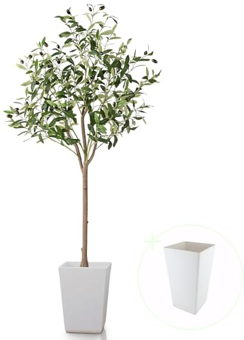 INSANYJ Plantas Artificiales Decorativas, 180cm Olivo Artificial, Planta Artificial Grande, Olivo Plantas Artificiales para Hogar, Salón, Dormitorio, Oficina, Jardín