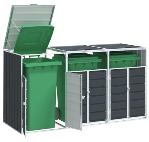 Générique Rangement à roulettes pour poubelles pour Trois bacs Acier,Cache-conteneurs à déchets,30.1KG-4006181