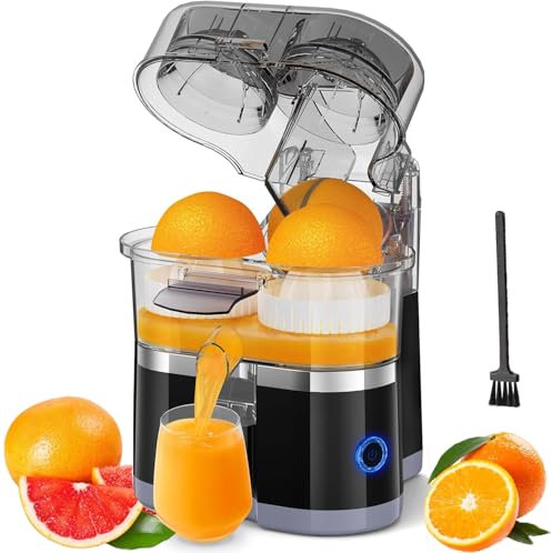 Exprimidor Eléctrico Automático de Doble Cabezal, Libre de BPA, exprimidora de Naranjas juicer Machine, para Naranja, Limón y Pomelo