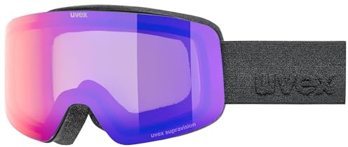 Uvex pwdr FM - maschera da sci per bambini - categoria di filtro 2 - privo di appannamenti - black matt dl/ruby-clear - one size
