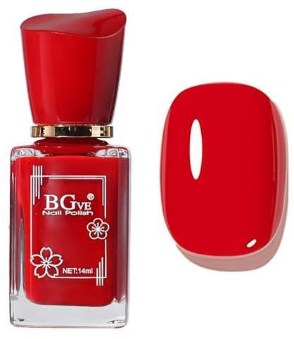 Red Nail Varnish - Quick Dry Nail Polish - Sheer Nail Polish Red High Glossy- Natural Long Lasting nail polish for Women No Required UV/LED